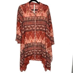 Uncle Frank Red and Brown Button Down Shirt